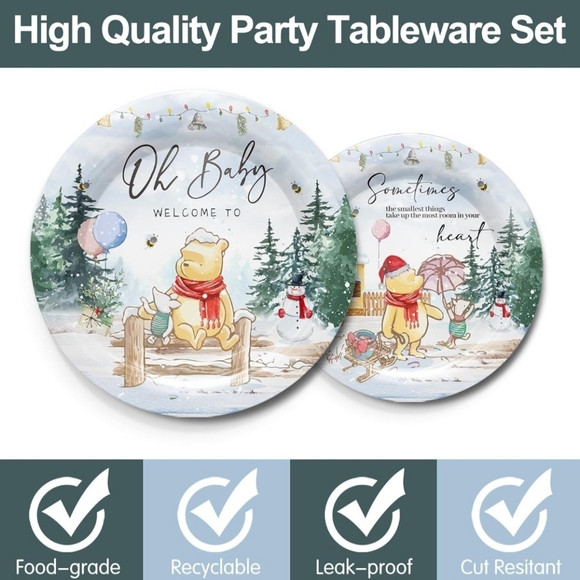 Nwt 72 pcs Winnie Bear Party Baby Shower Decorations Plates Napkins - Picture 2 of 6